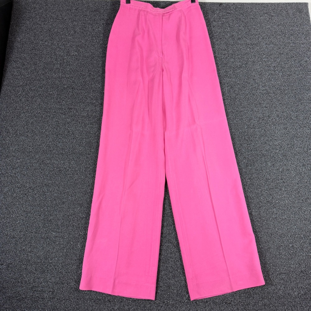 Lauren Ralph Lauren Silk Wide Leg Trousers Women's 6 Hot Pink Business Casual